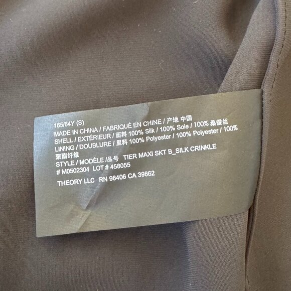 Theory Crinkled Silk Chiffon Tiered Maxi Skirt NWT - Picture 9 of 9